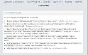 Available shortcodes for embedding locations and maps in WordPress