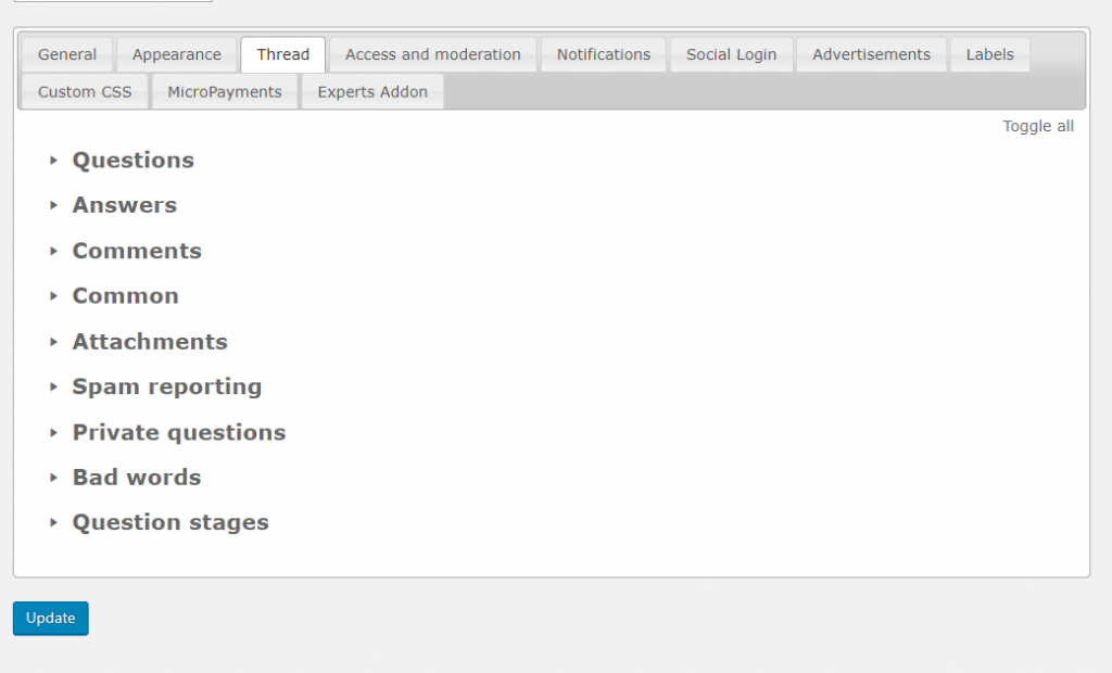 Settings-Thread - tags / tag
