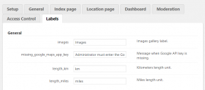 Configure general labels used in the locations plugin