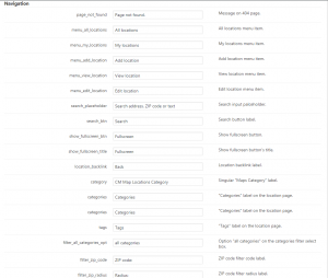 Navigation label settings for locations plugin
