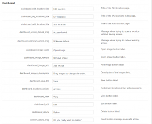 Dashboard label settings for location management