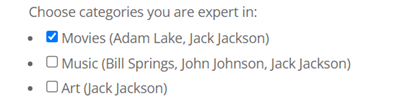 Allow experts to choose their categories