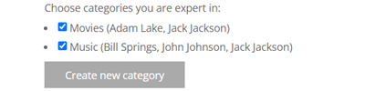 Allow experts to create new categories