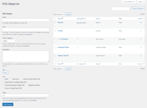 Dashboard for Managing FAQ Categories