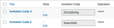 Create invitation codes individually or in bulk