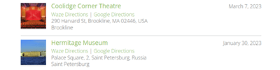 Location index page with interactive map and list of all locations