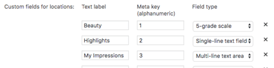 Custom fields added to map locations for additional business details