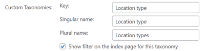 Custom taxonomies for organizing and filtering map locations