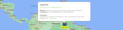 Customizable tooltips displaying location information on a map