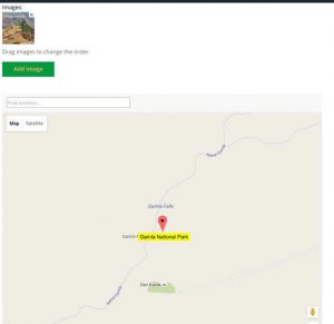Editing map position and adding images to a location page
