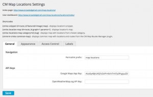 General plugin settings for WordPress Multi Location Map